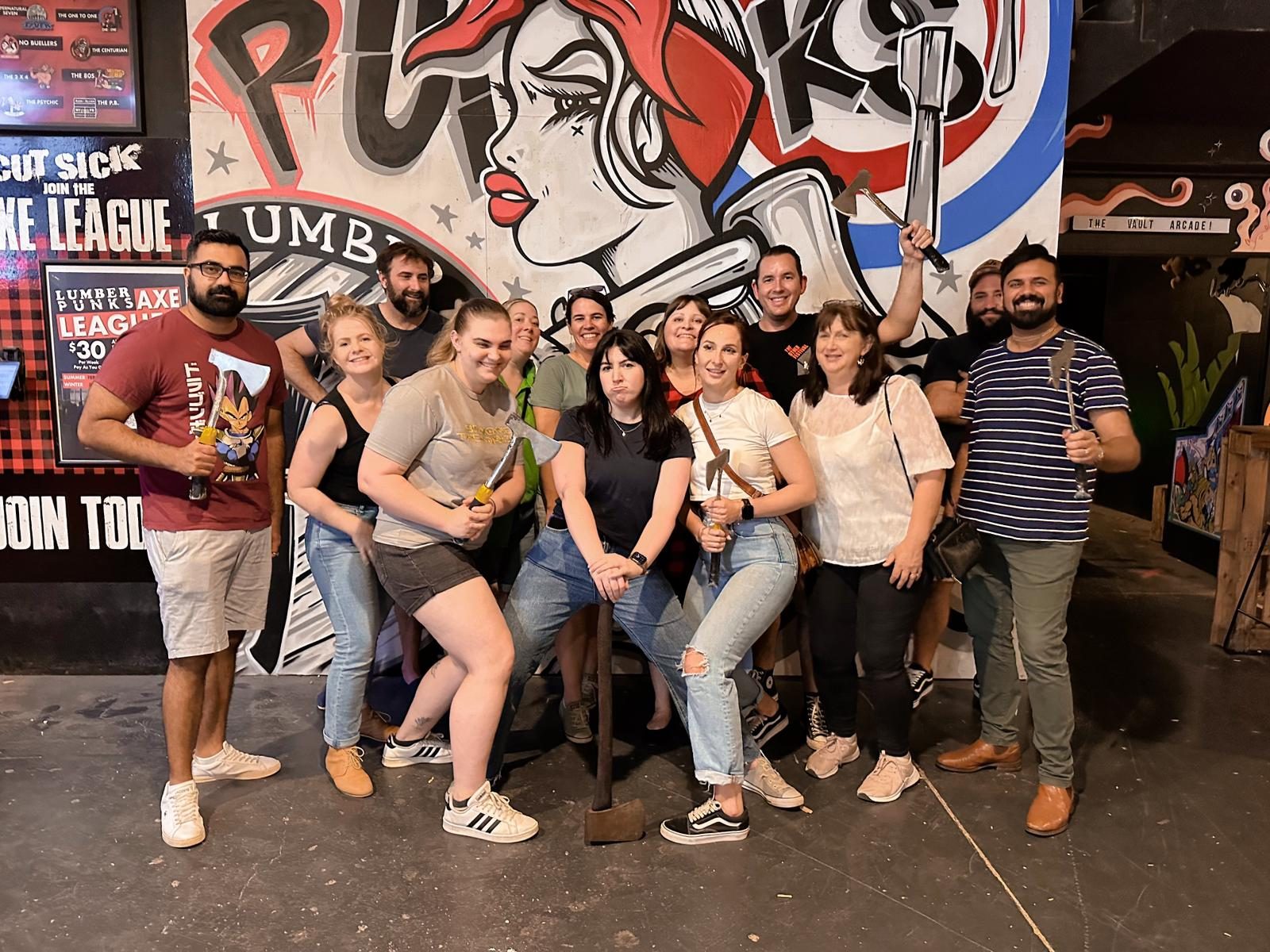 Team axe throwing social